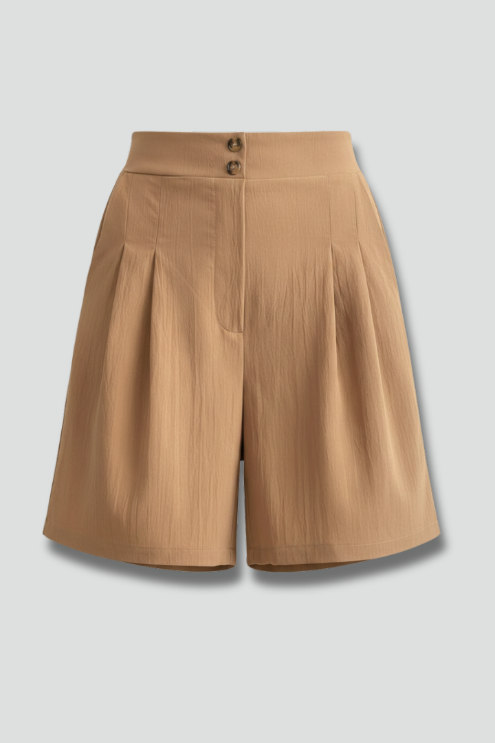 Kamila | Dames shorts met hoge taille en plooien in klassieke snit