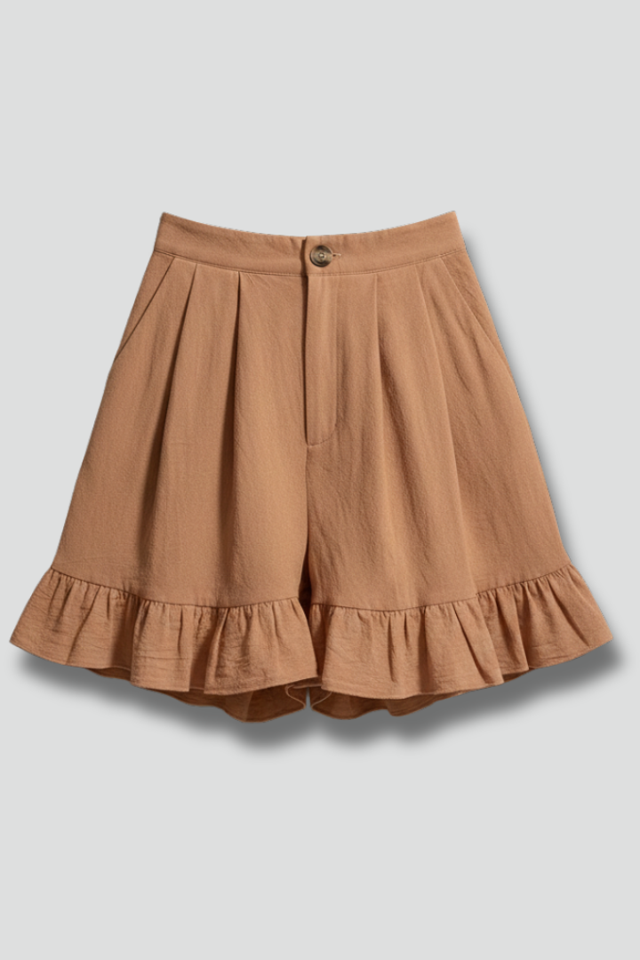 Juliana | Dames Shorts met Hoge Taille en Rimpelzoom in Casual Stijl