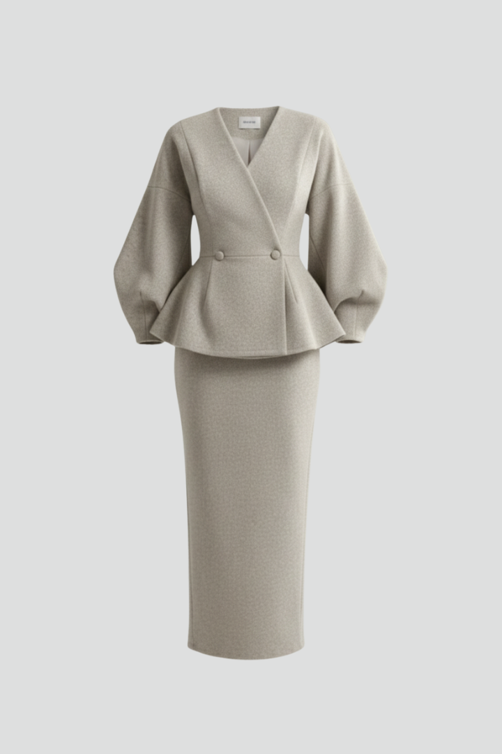 Casey | Dames Blazer en Rok Set met V-Hals