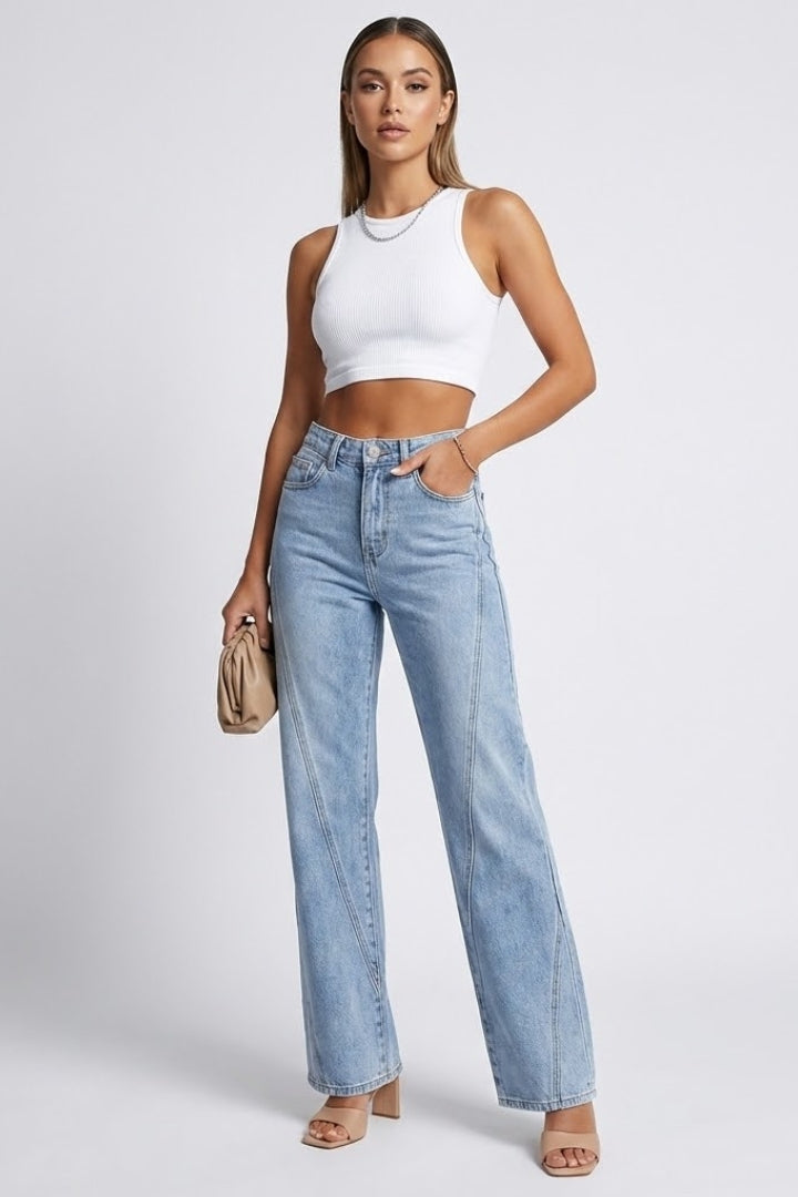 Zoe | Dames High-Waist Classic Straight-Leg Denim Jeans