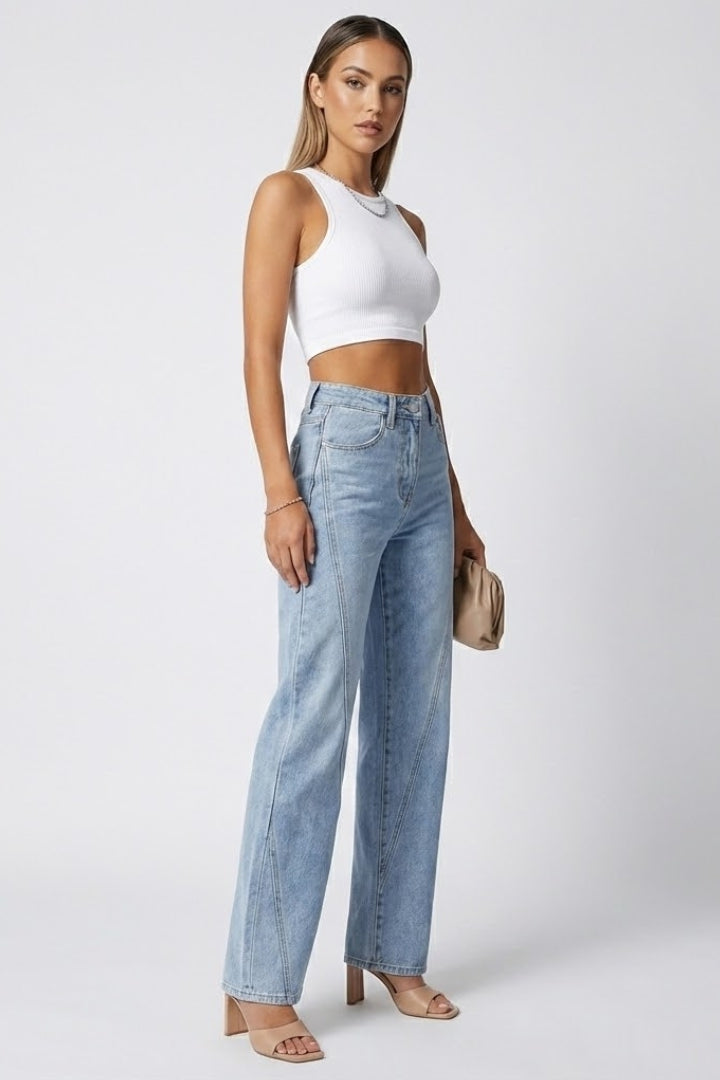 Zoe | Dames High-Waist Classic Straight-Leg Denim Jeans