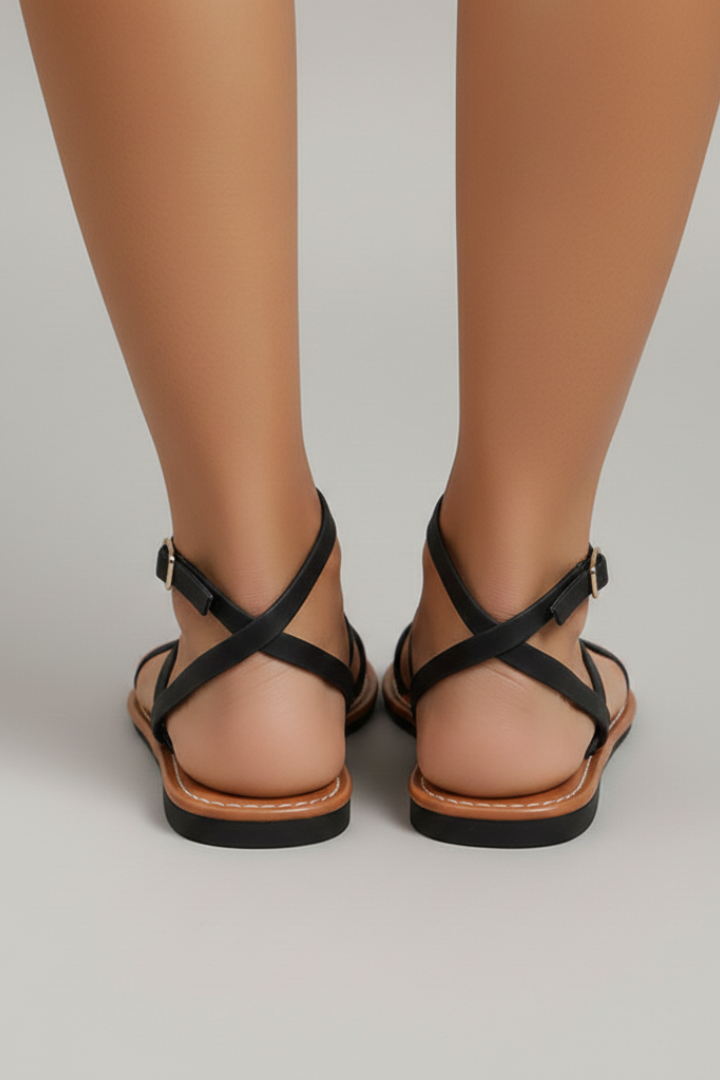 Myla | Dames platte sandaaltjes met enkelband en open teen
