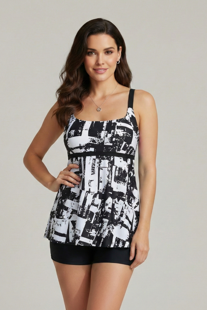 Katherine | Dames Tankini Set met Print en Shorts