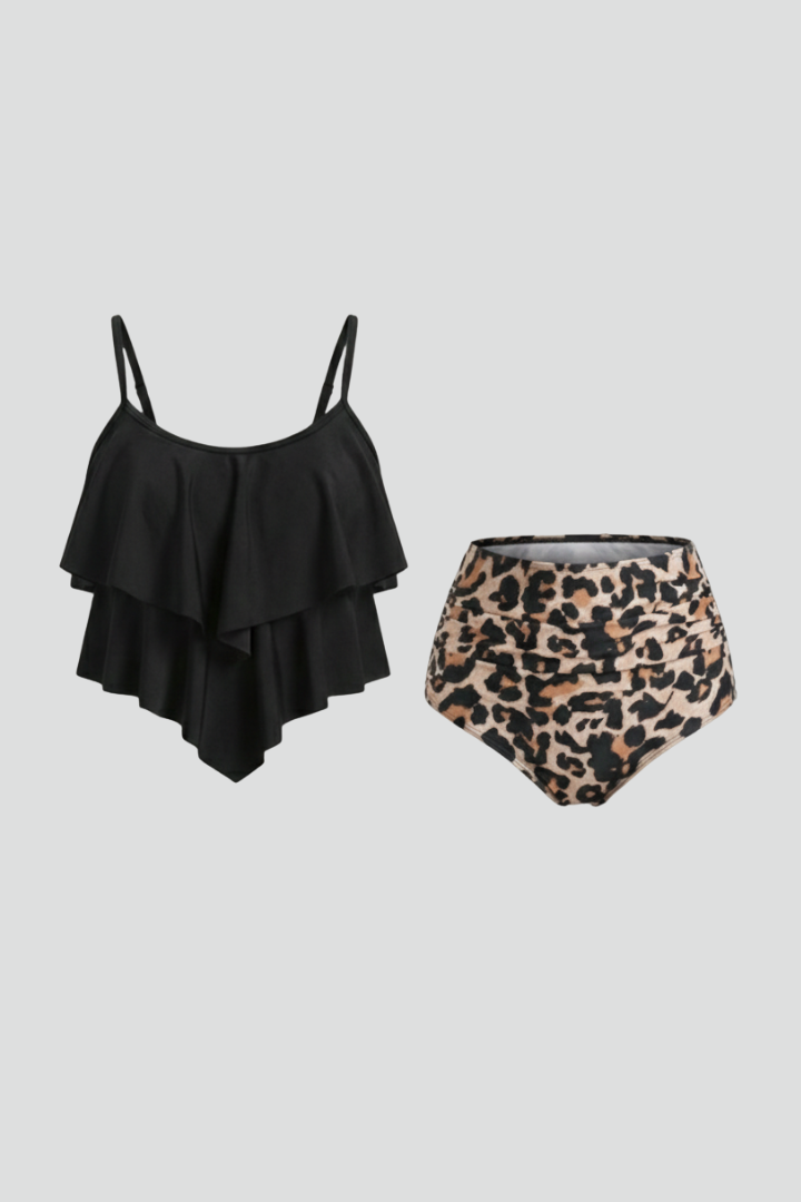 Sarah | Dames Tankini Set met Ruffle Top en Hoge Taille Onderkant