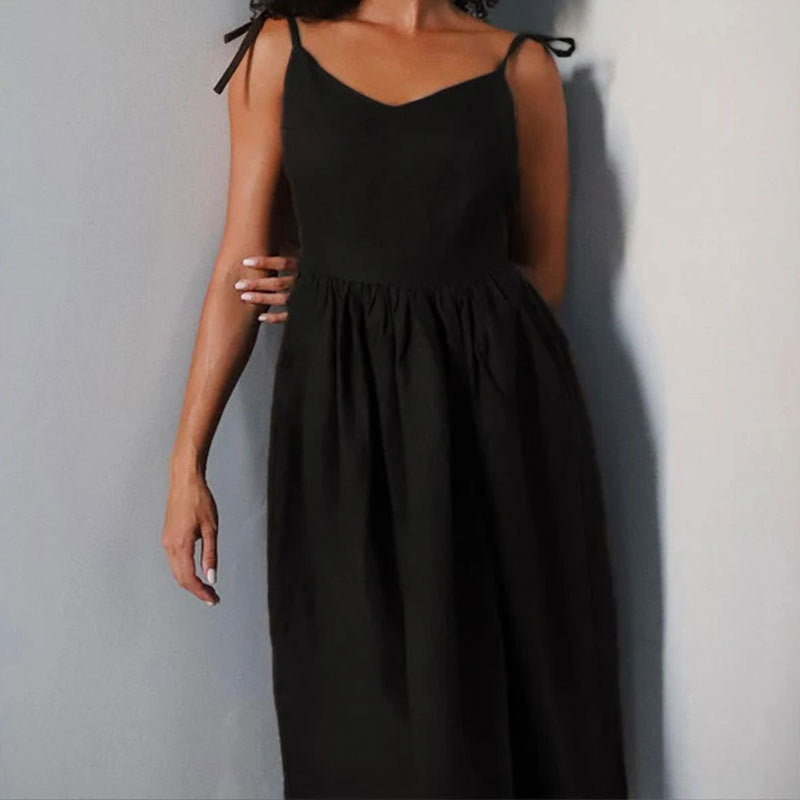 Gabriella | Dames Midi Jurk V-Hals Open Rug Met Split