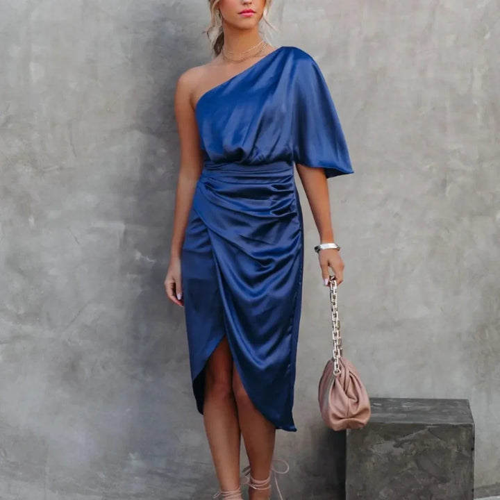 Faye | Dames One-Shoulder Mini Jurk Wrap Stijl