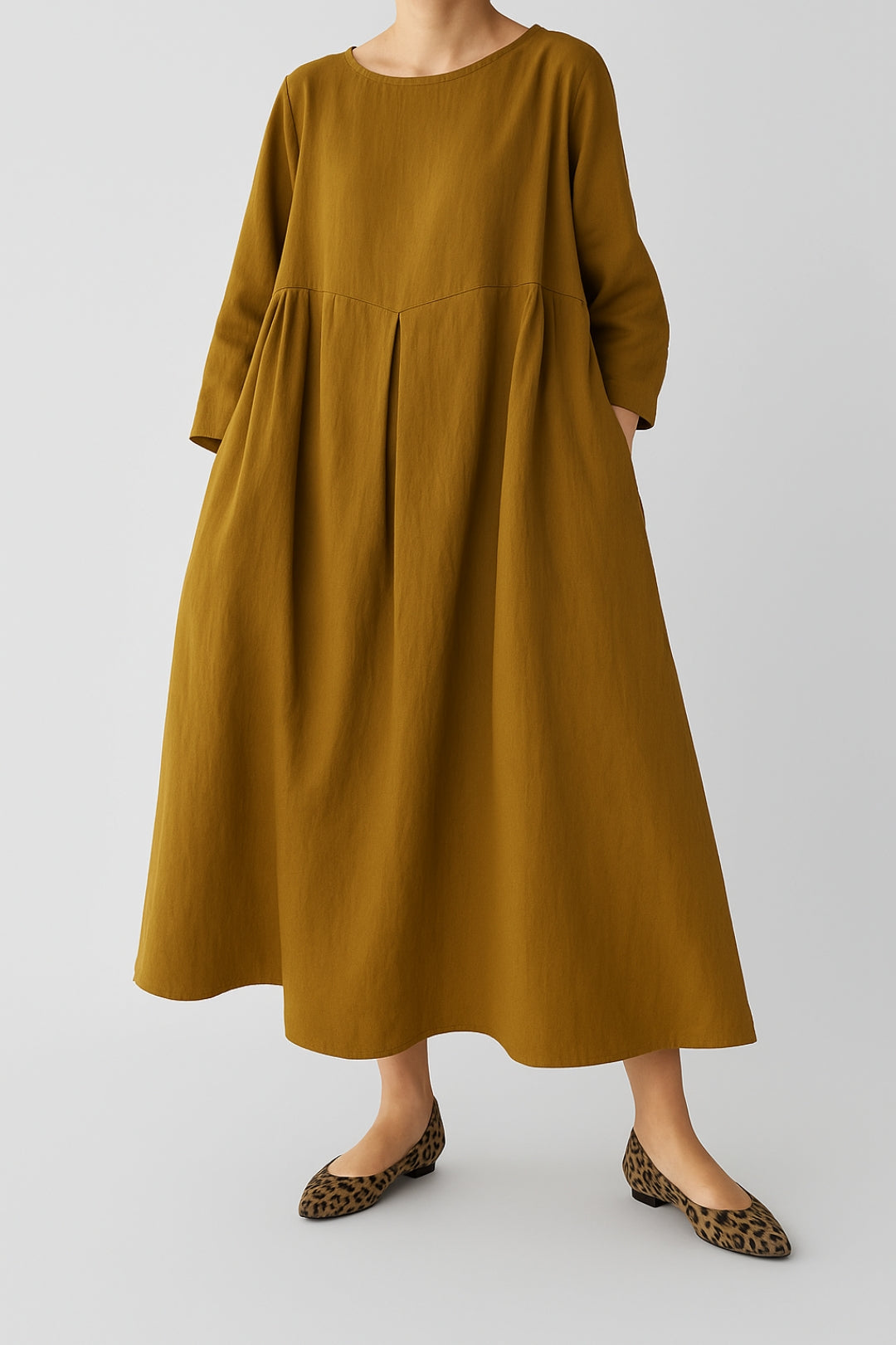 Blake | Dames Midi Jurk Relaxed Fit met Voorplooien