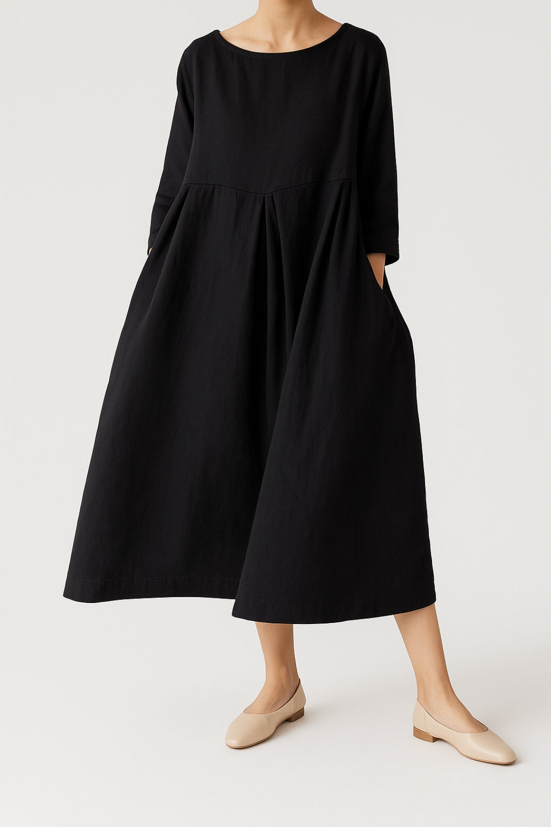 Blake | Dames Midi Jurk Relaxed Fit met Voorplooien