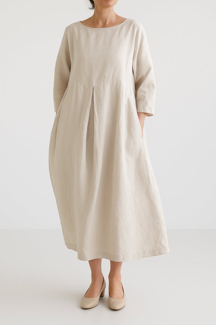 Blake | Dames Midi Jurk Relaxed Fit met Voorplooien
