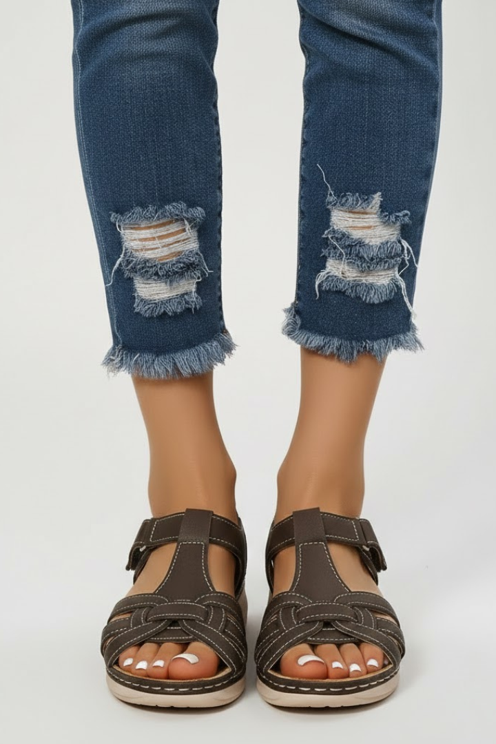 Rosalie | Dames Retro Bandjes Sandalen met Gesp Sluiting