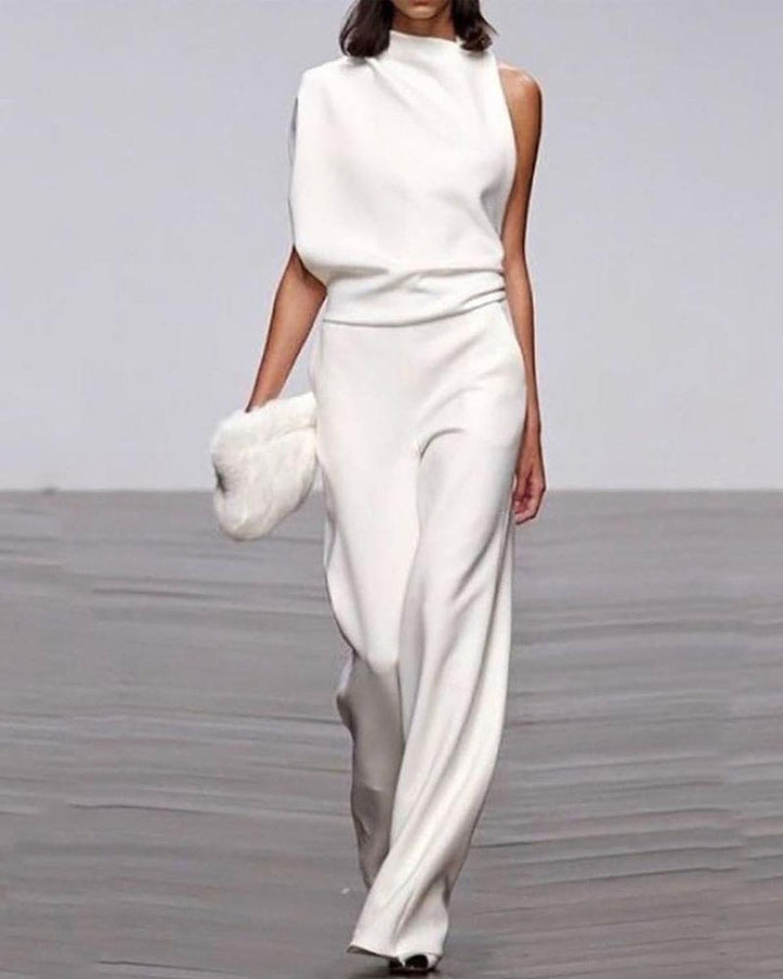 Trinity | Dames One-Shoulder Jumpsuit met Wijde Pijpen