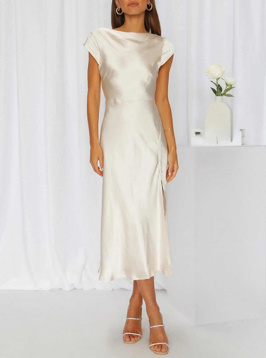 Sydney | Dames Slip Midi-jurk met Minimalistische Silhouette