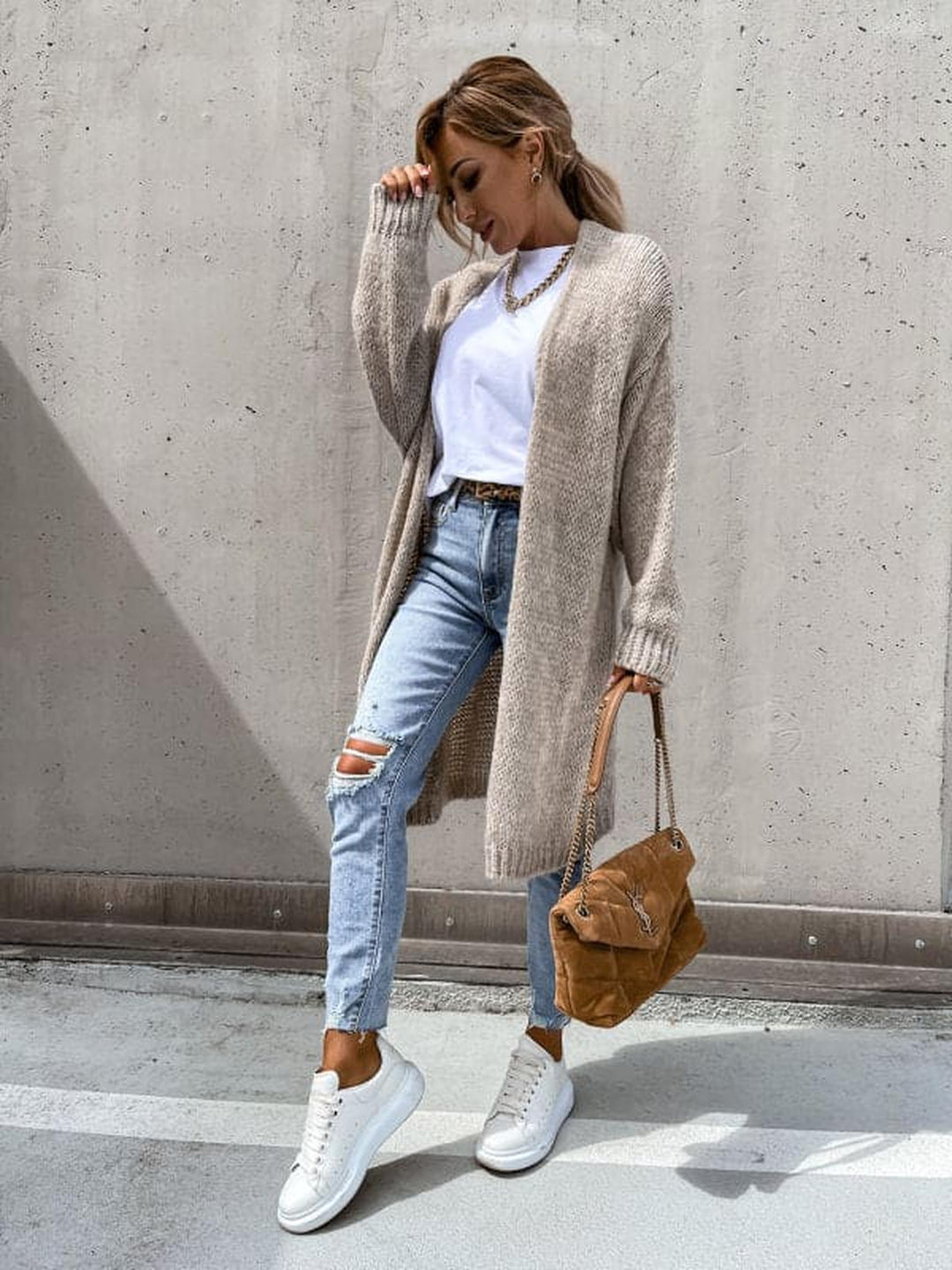 Gabriella | Dames Lange Gebreide Cardigan met Open Voorzijde