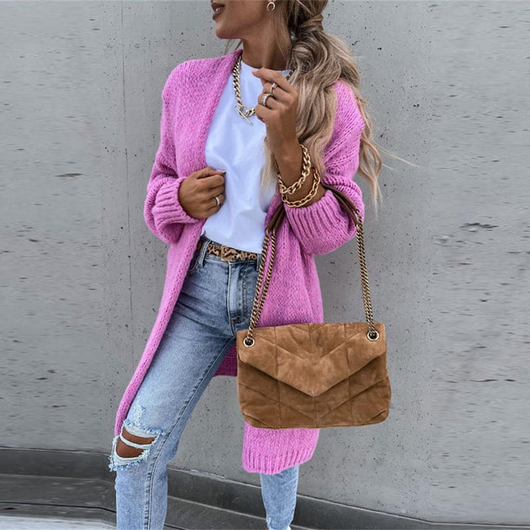 Gabriella | Dames Lange Gebreide Cardigan met Open Voorzijde