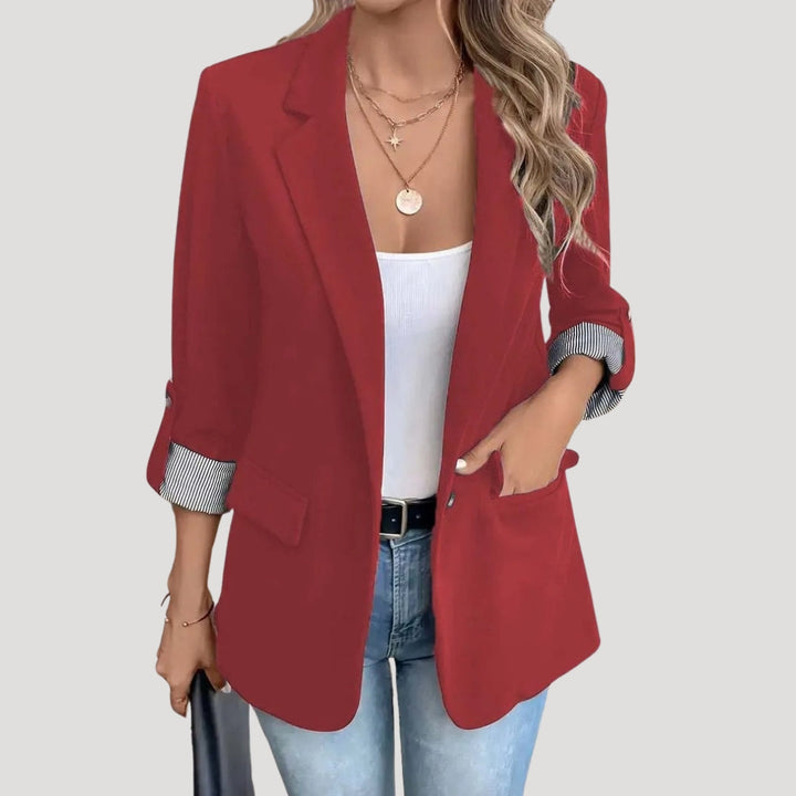 Chelsea | Dames Tailored Blazer met Enkele Knopen en Opgerolde Mouwen