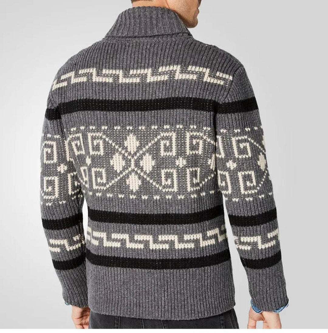 Carter | Heren Gebreid Vest met Col en Patroon