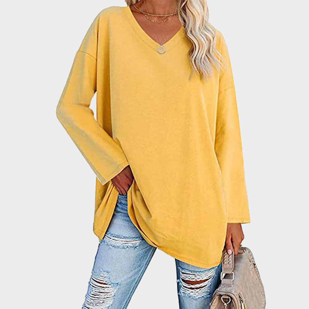 Andrea | Dames Oversized Top met V-Hals en Lange Lengte