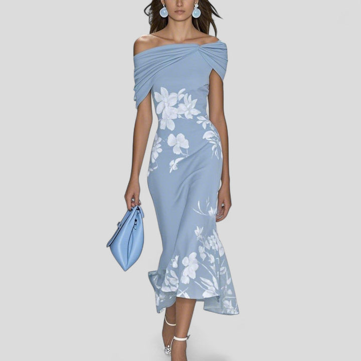 Dorothy | Dames bloemen off shoulder midi jurk