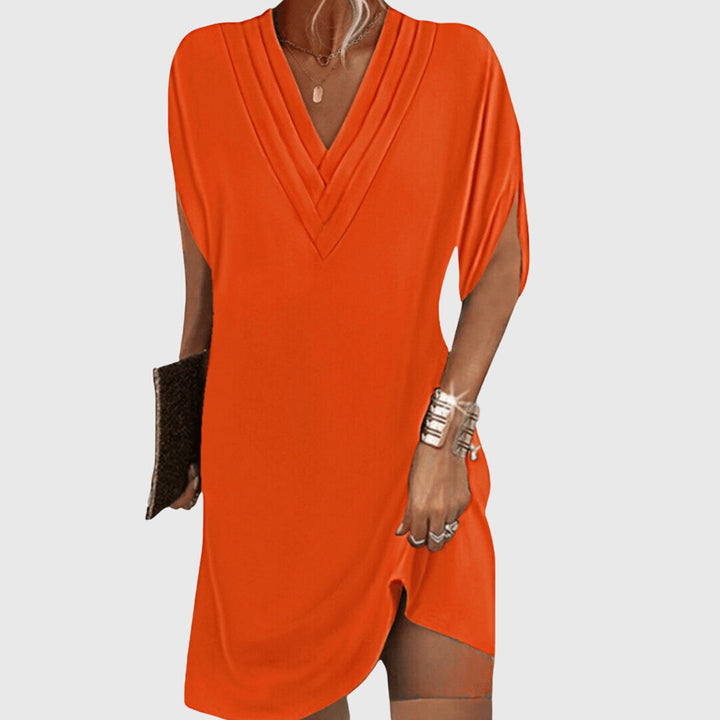 Amber | Dames losse mini-jurk met V-hals