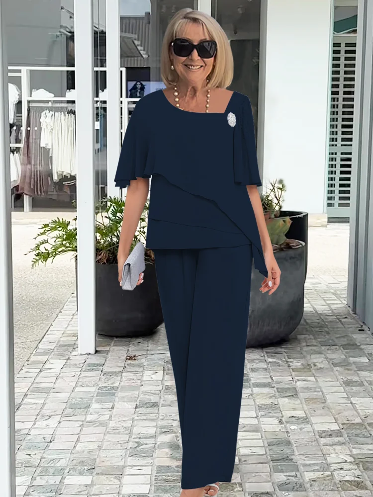 Dakota | Dames Elegante Gelaagde Avondset Met Top En Broek