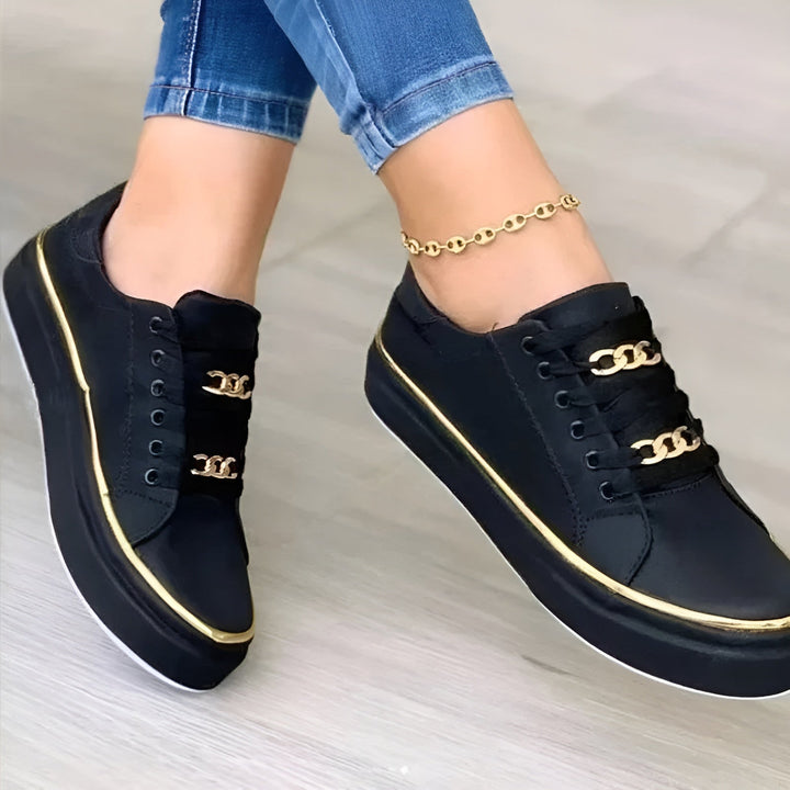 Clementine | Dames platform sneakers met vetersluiting
