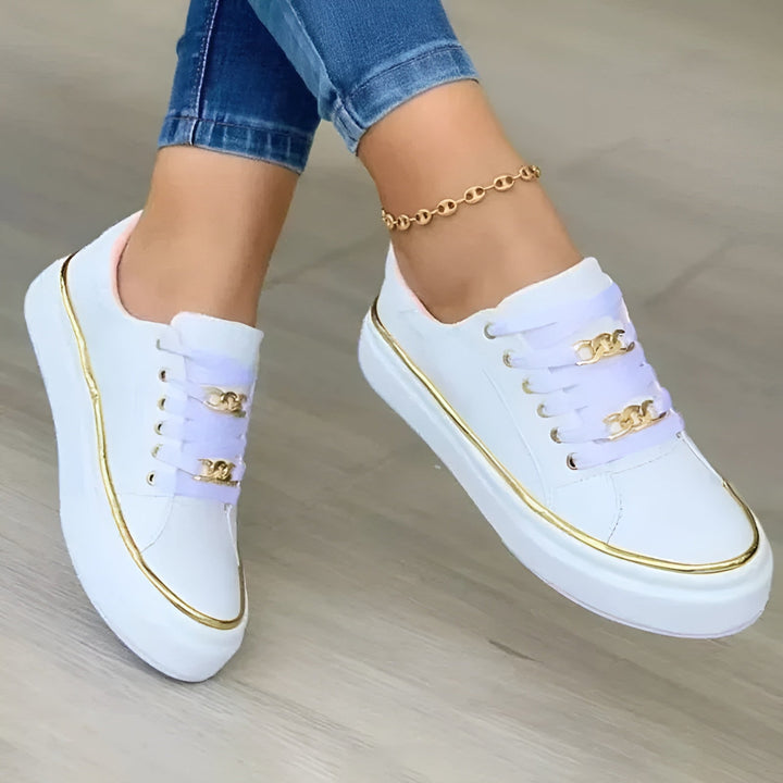 Clementine | Dames platform sneakers met vetersluiting