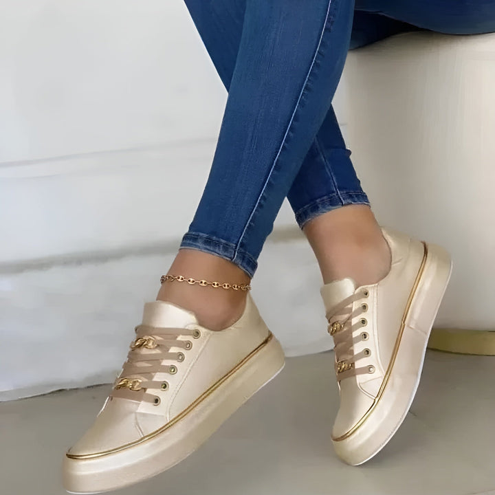 Clementine | Dames platform sneakers met vetersluiting