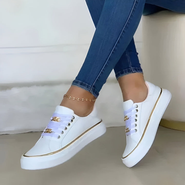 Clementine | Dames platform sneakers met vetersluiting