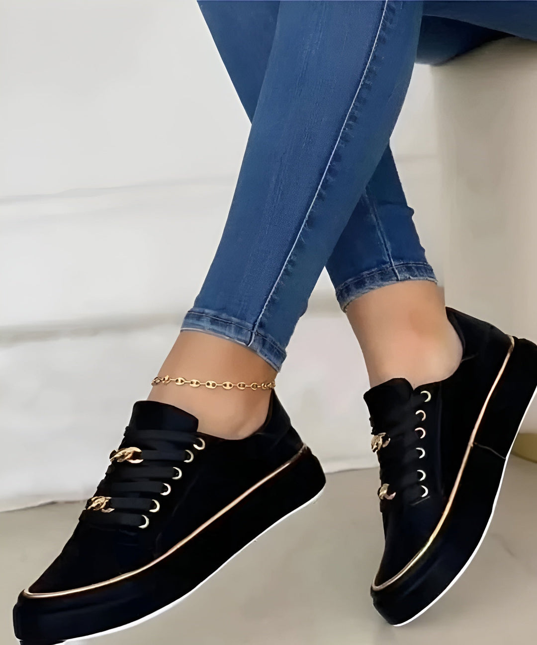 Clementine | Dames platform sneakers met vetersluiting