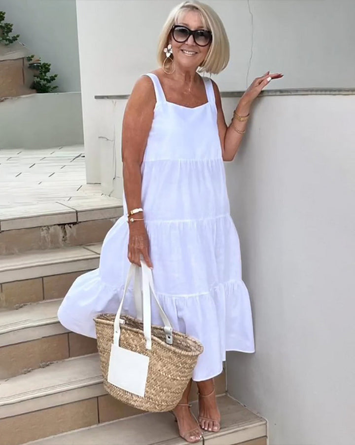 Lucy | Dames Mouwloze Gelaagde Maxi Casual Jurk