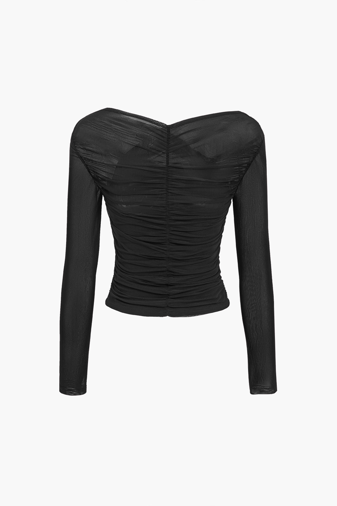 Katie | Women Ruched Mesh Long Sleeve Top