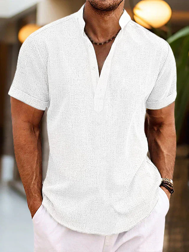 Averyn | Men Short Sleeve Henley Casual Shirt