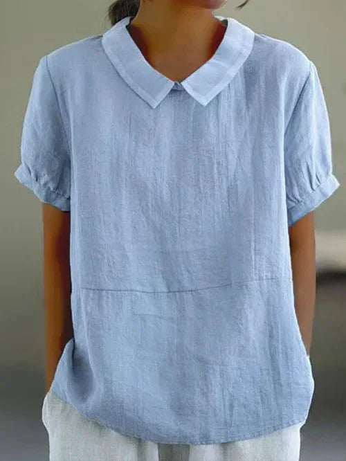 Sophie | Dames Linnen Blouse Met Peter Pan Kraag