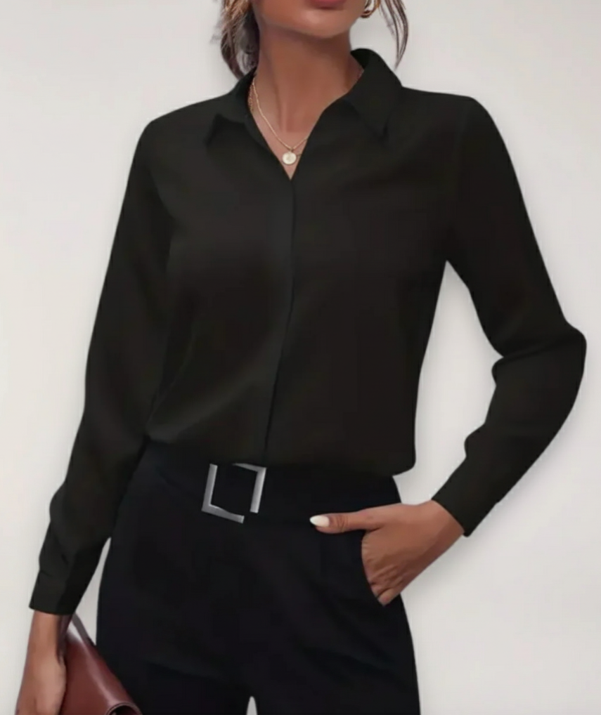 Phoebe | Dames Elegante Tailored Button-Up Werkblouse