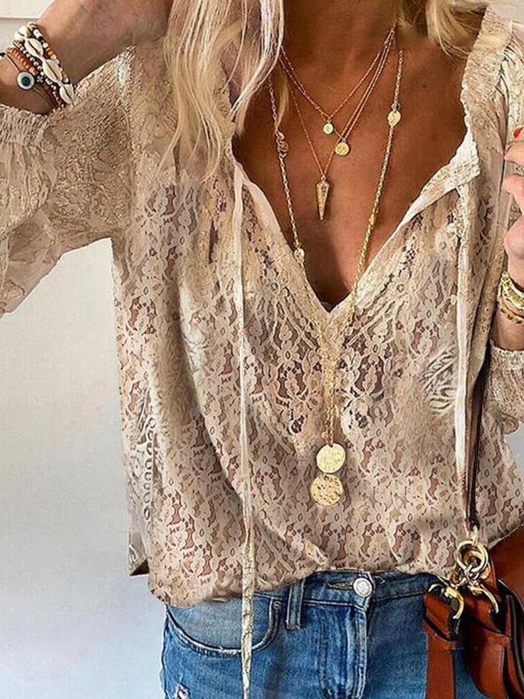 Karen | Women Elegant Boho V Neck Blouse