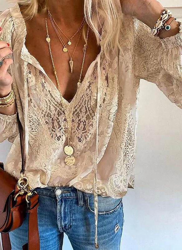 Karen | Women Elegant Boho V Neck Blouse