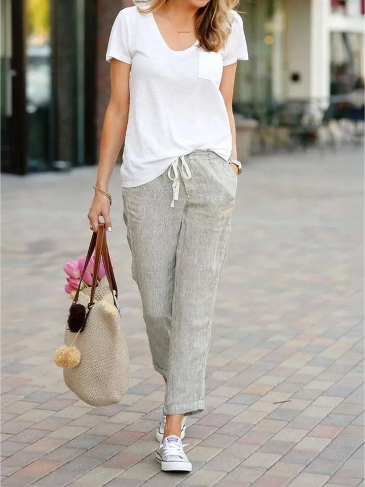 Juliana | Dames Casual Slim Fit Broek Met Trekkoord Taille