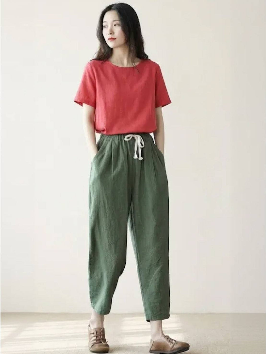 Juliana | Dames Casual Slim Fit Broek Met Trekkoord Taille