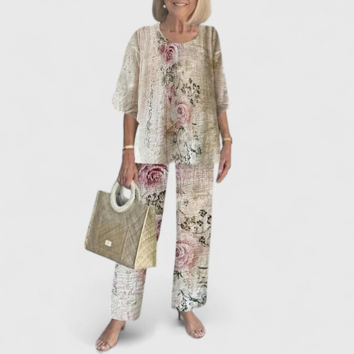 Jane | Dames bedrukte tweedelige broekenset
