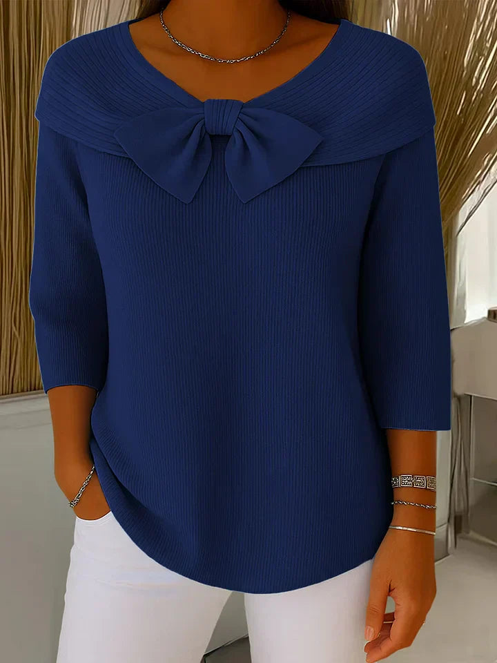 Diana | Dames Top met Strikdetail en Driekwartmouwen