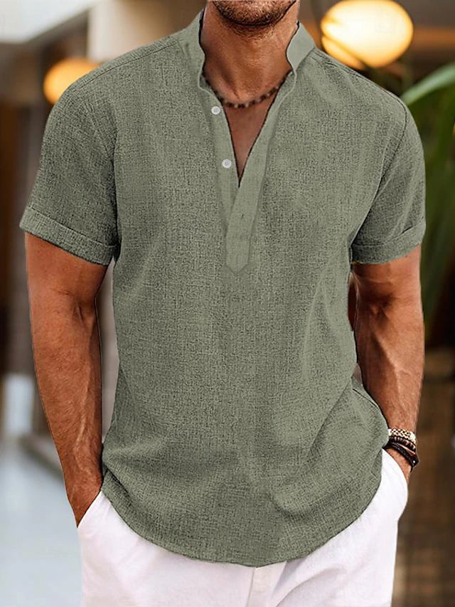 Averyn | Men Short Sleeve Henley Casual Shirt