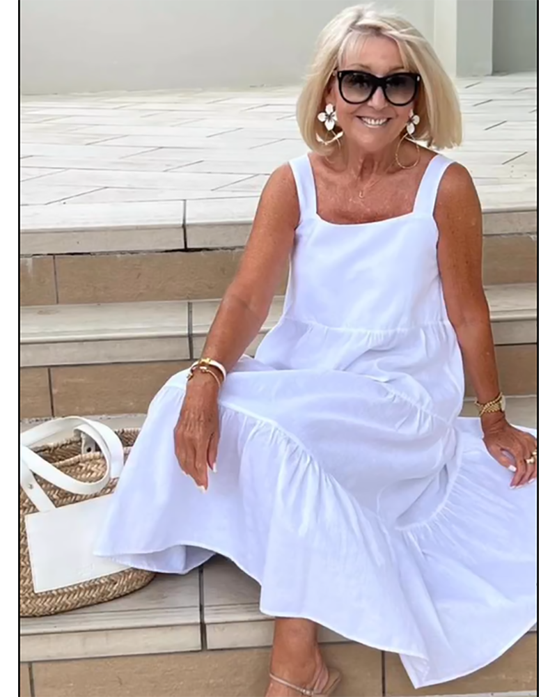 Lucy | Dames Mouwloze Gelaagde Maxi Casual Jurk