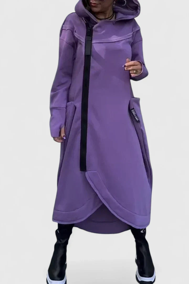 Dames Lange Jurk met Asymmetrische Zoom en Ritssluiting