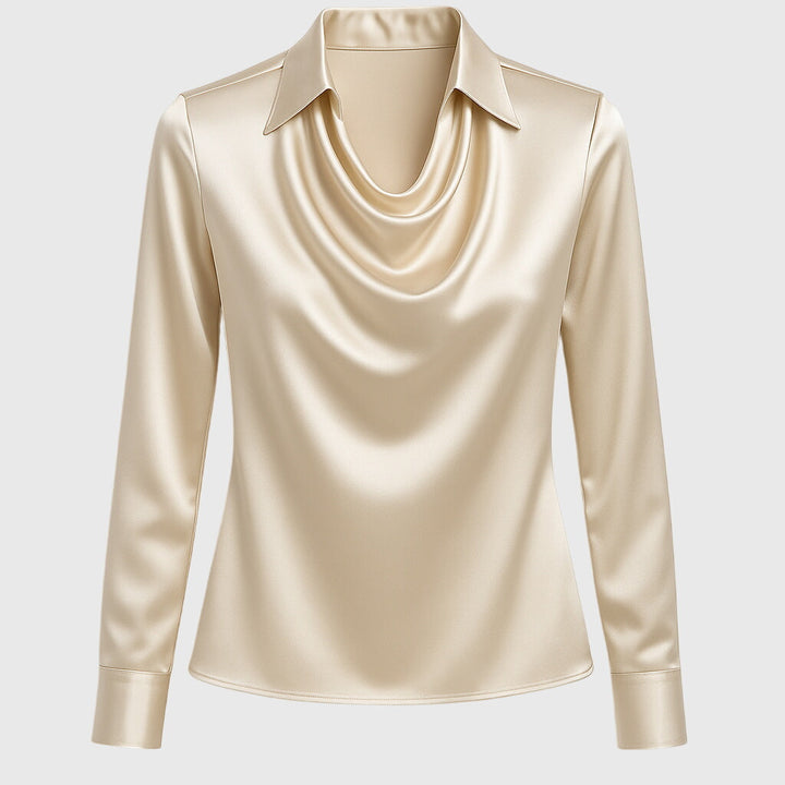 Abigail | Dames top met watervalhals en lange mouwen