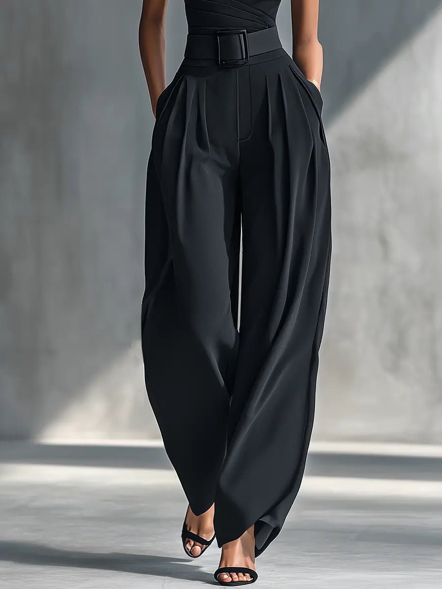 Dames Asymmetrische Gebreide Top Wijde Broek Set