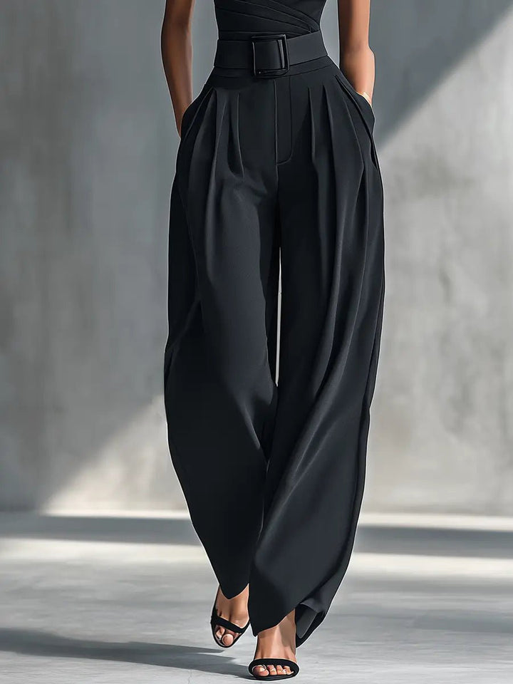 Dames Asymmetrische Gebreide Top Wijde Broek Set