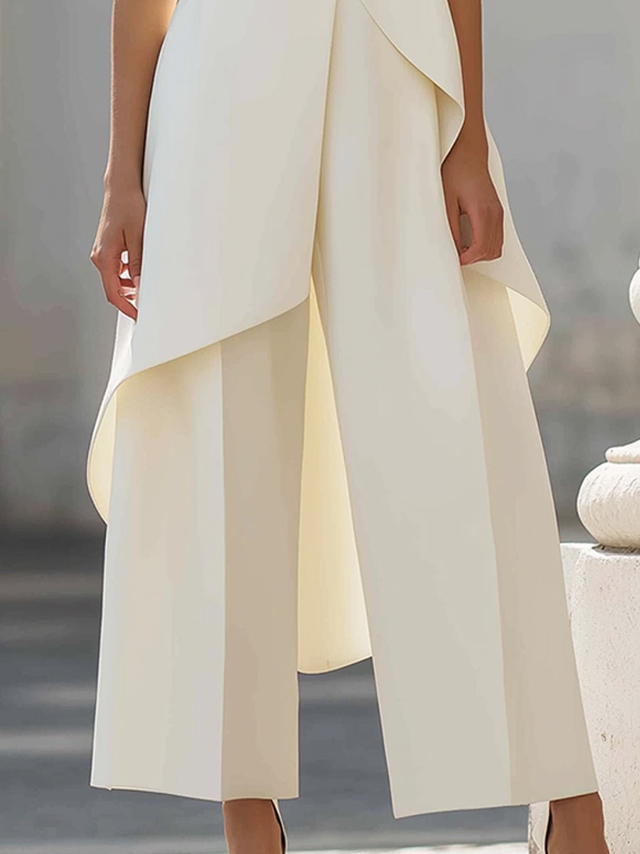 Dames Asymmetrische High-Neck Wijde Broek Set