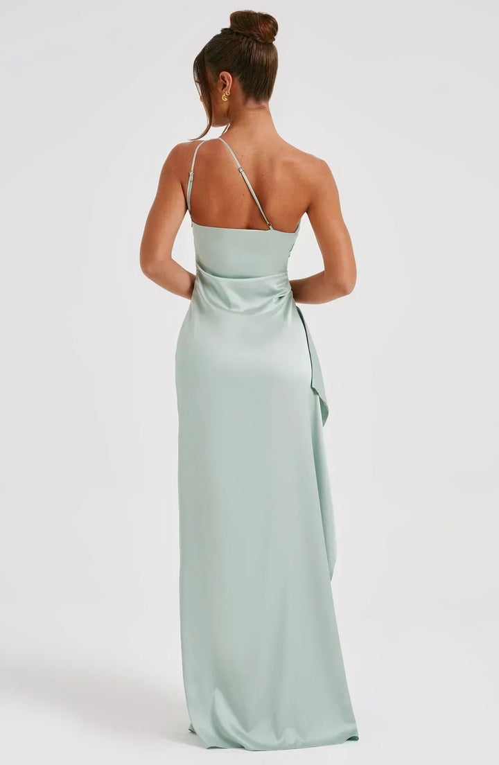 Dames Asymmetrische One-Shoulder Maxi Jurk met Hoge Split