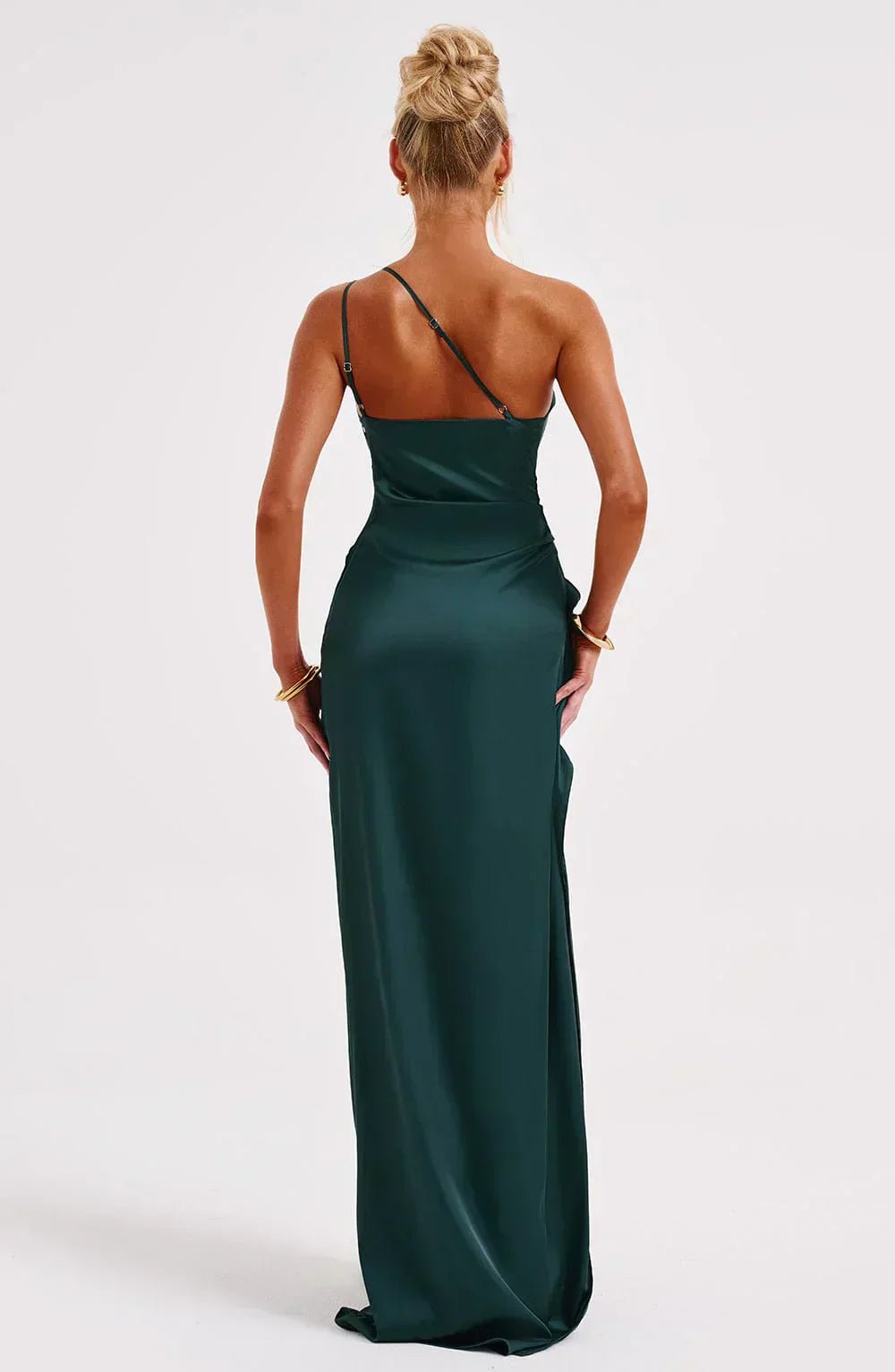 Dames Asymmetrische One-Shoulder Maxi Jurk met Hoge Split