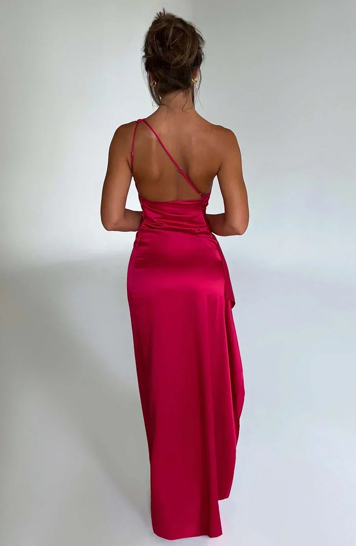 Dames Asymmetrische One-Shoulder Maxi Jurk met Hoge Split